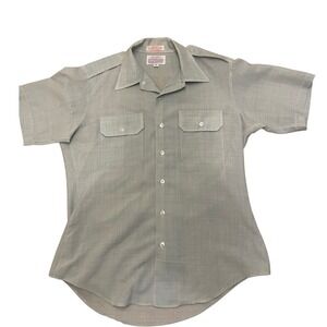 Creighton Uniform Shirt Short Sleeve Button Up Workwear‎ Poly Wool Blend 16 1/2
